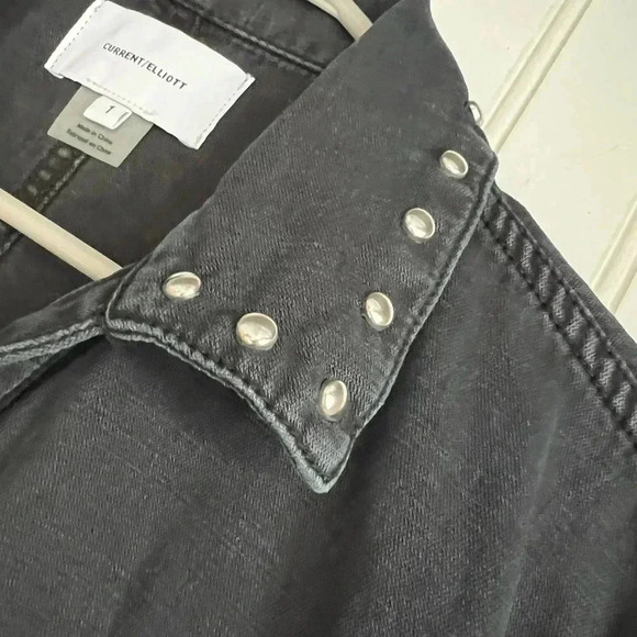 Current/Elliott  Size S The Debbie Studded Denim Shirt Dress Washed Black NEW! - Picture 5 of 8